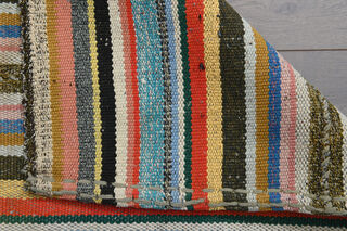 Turkish Striped Kilim Rug - Thumbnail