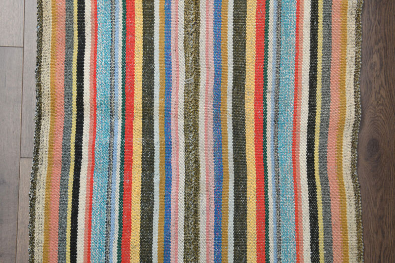 Turkish Striped Kilim Rug