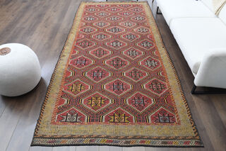 Vintage Turkish Wide Runner Rug - Thumbnail