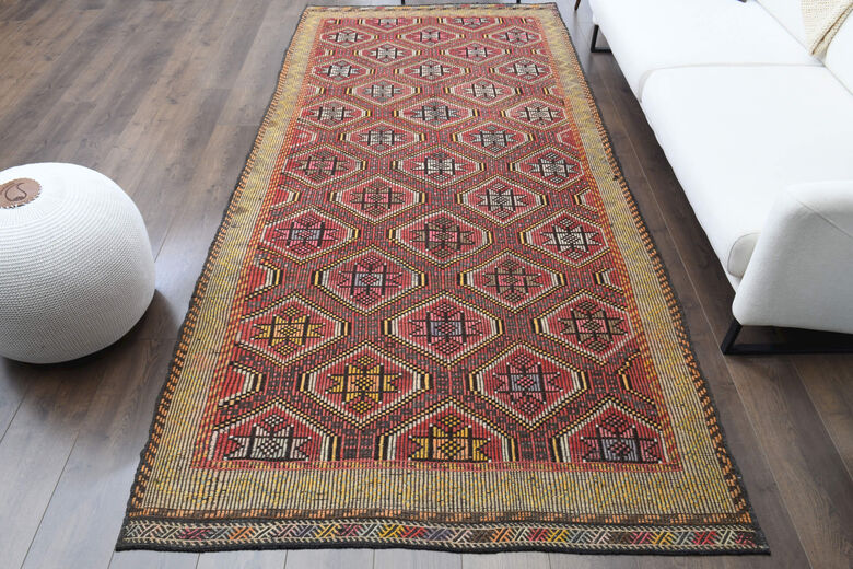 Vintage Turkish Wide Runner Rug