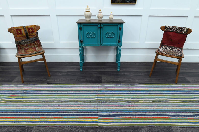 Turkish Runner Rainbow Kilim