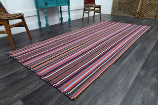 Striped Flatweave Kilim Runner - Thumbnail