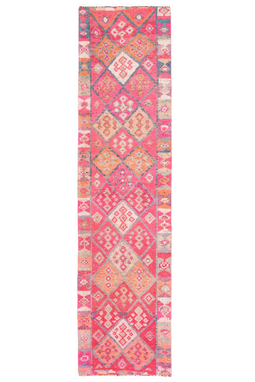 Pink Ikat Turkish Runner Rug