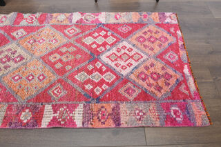 Pink Ikat Turkish Runner Rug - Thumbnail