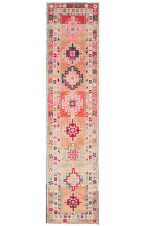 Hand-Knotted Turkish Runner Rug - Thumbnail