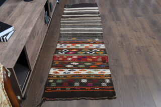 Kilim Turkish Runner Rug - Thumbnail