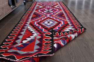 1970's Vibrant Flatweave Runner Rug - Thumbnail