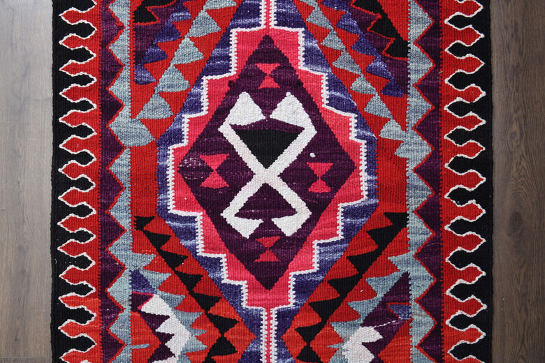 1970's Vibrant Flatweave Runner Rug