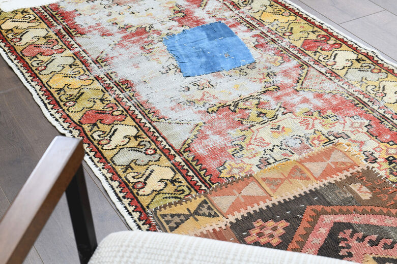 Patched Oushak Runner Rug