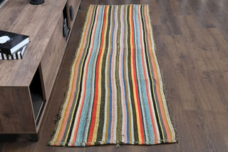 Turkish Striped Kilim Rug - Thumbnail