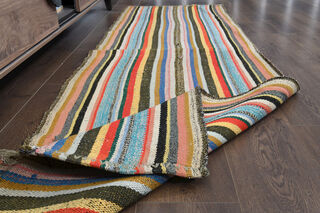 Turkish Striped Kilim Rug - Thumbnail