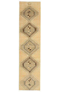 Natural Turkish Runner Rug - Thumbnail