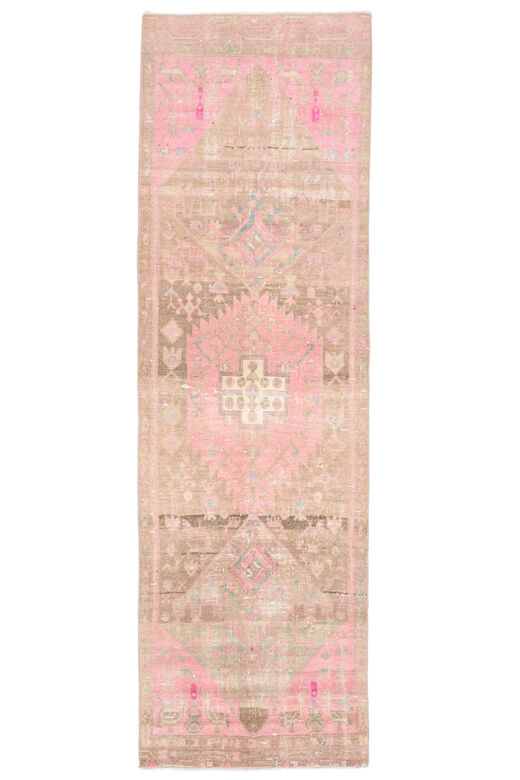 Turkish Runner Rug - Pink & Brown