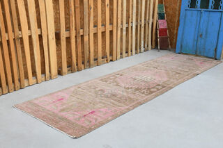 Turkish Runner Rug - Pink & Brown - Thumbnail