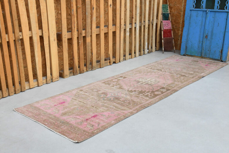 Turkish Runner Rug - Pink & Brown