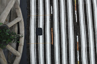 Striped Turkish Kilim Area Rug - Thumbnail