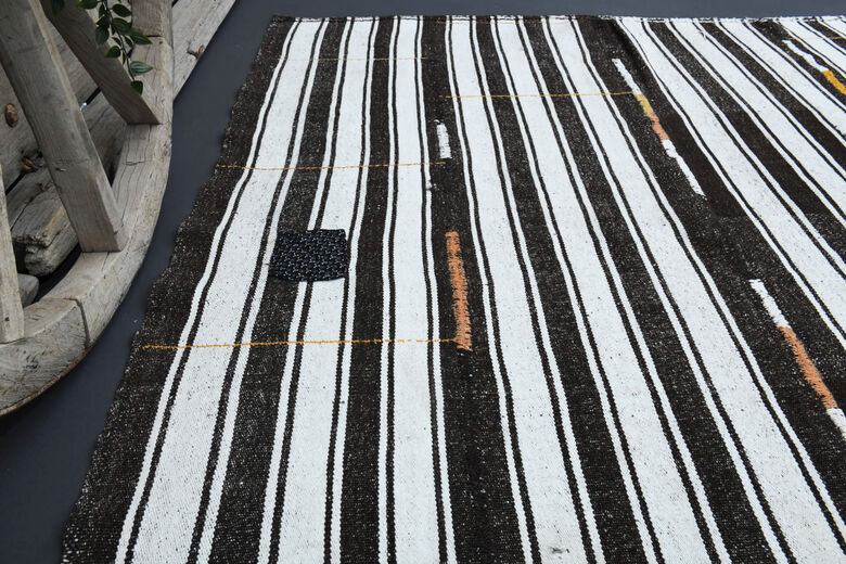 Striped Turkish Kilim Area Rug