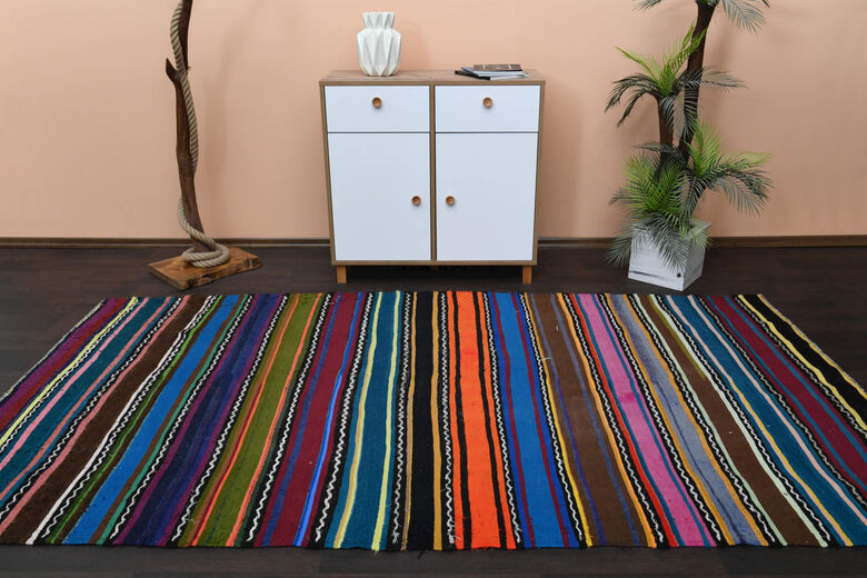Turkish Vintage Area Kilim Rug