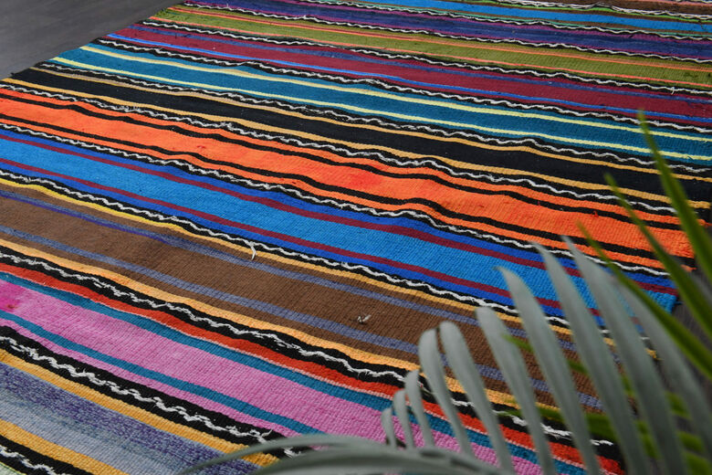 Turkish Vintage Area Kilim Rug