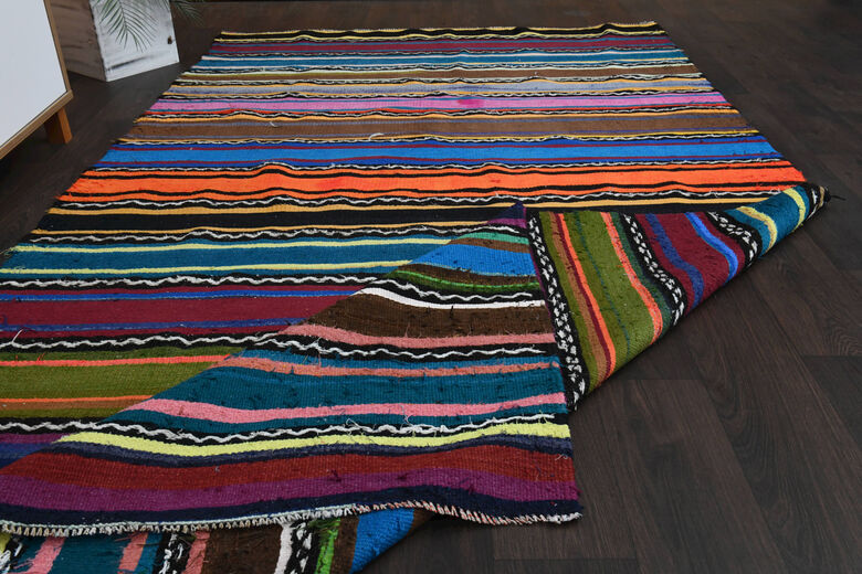 Turkish Vintage Area Kilim Rug