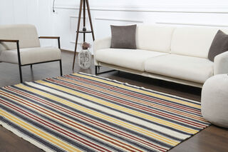 Striped Colorful Kilim Rug - Thumbnail