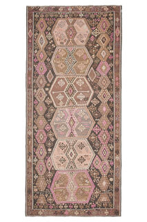 Flatweave Turkish Vintage Wide Runner Rug - Thumbnail