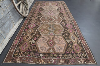 Flatweave Turkish Vintage Wide Runner Rug - Thumbnail