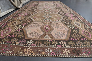 Flatweave Turkish Vintage Wide Runner Rug - Thumbnail