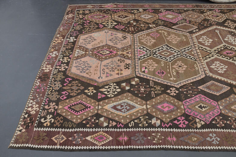 Flatweave Turkish Vintage Wide Runner Rug