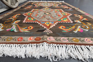 Tasseled Flatweave Vintage Carpet - Thumbnail