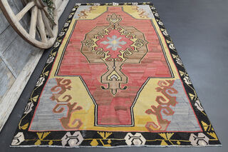 Oushak Cacim Kilim - Vintage Area Rug - Thumbnail