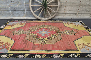 Oushak Cacim Kilim - Vintage Area Rug - Thumbnail