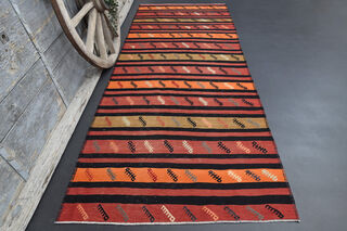 Turkish Vintage Wide Runner Kilim - Thumbnail