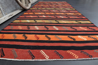 Turkish Vintage Wide Runner Kilim - Thumbnail