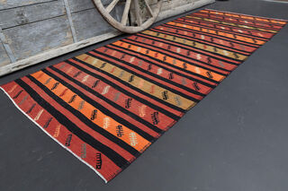 Turkish Vintage Wide Runner Kilim - Thumbnail