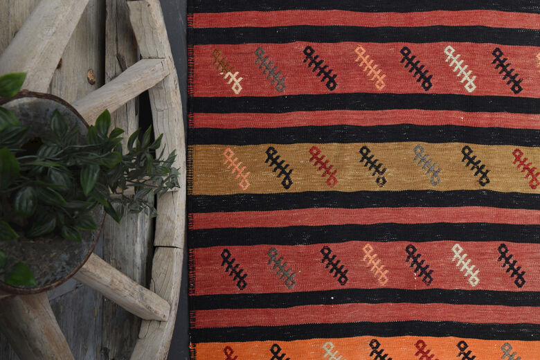 Turkish Vintage Wide Runner Kilim