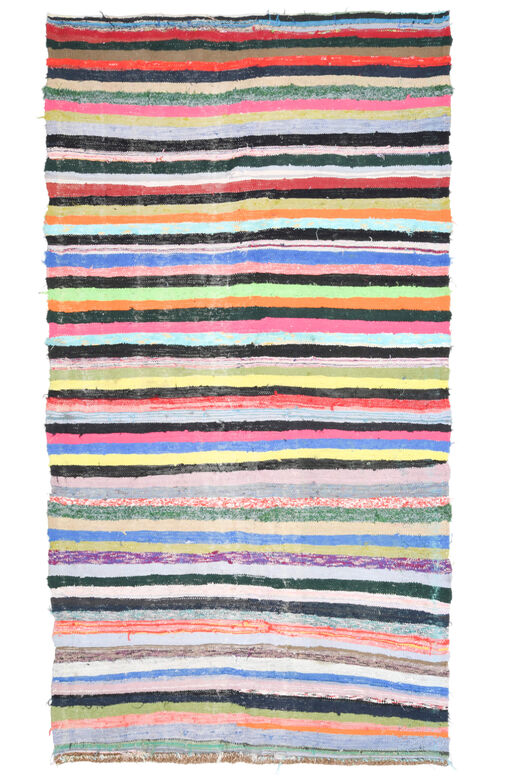 Multi-Color Turkish Vintage Striped Rug