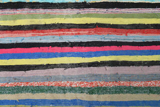 Multi-Color Turkish Vintage Striped Rug - Thumbnail