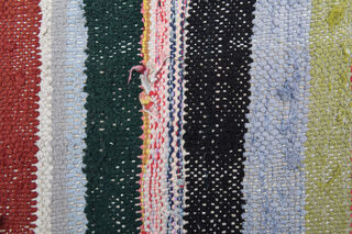 Multi-Color Turkish Vintage Striped Rug - Thumbnail