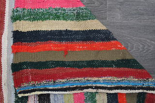 Multi-Color Turkish Vintage Striped Rug - Thumbnail