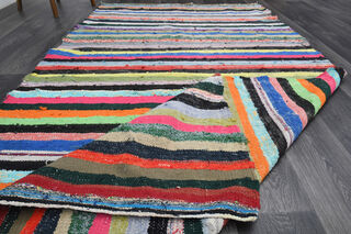 Multi-Color Turkish Vintage Striped Rug - Thumbnail