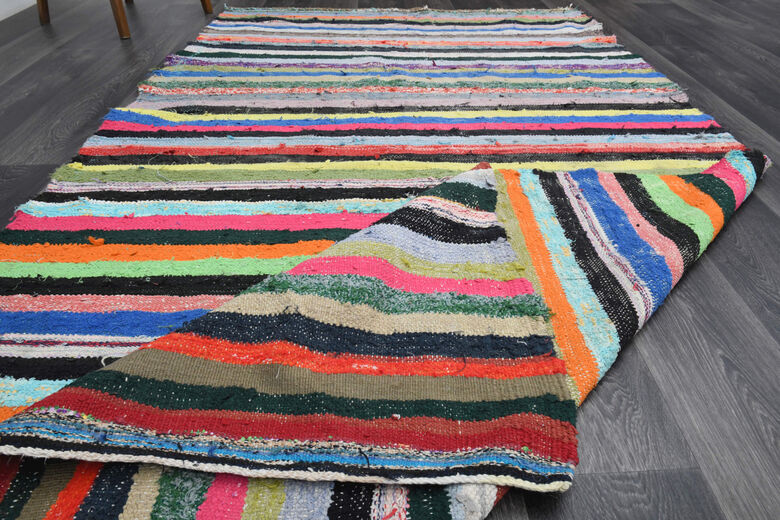 Multi-Color Turkish Vintage Striped Rug