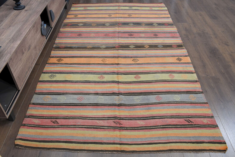 Colorful Vintage Kilim Area Rug