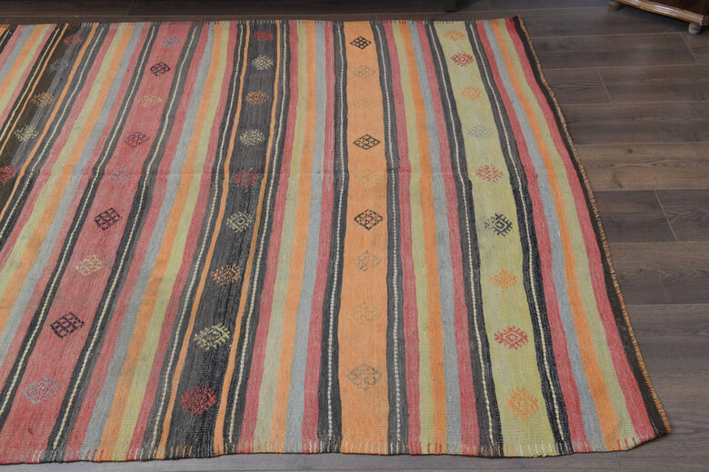 Colorful Vintage Kilim Area Rug