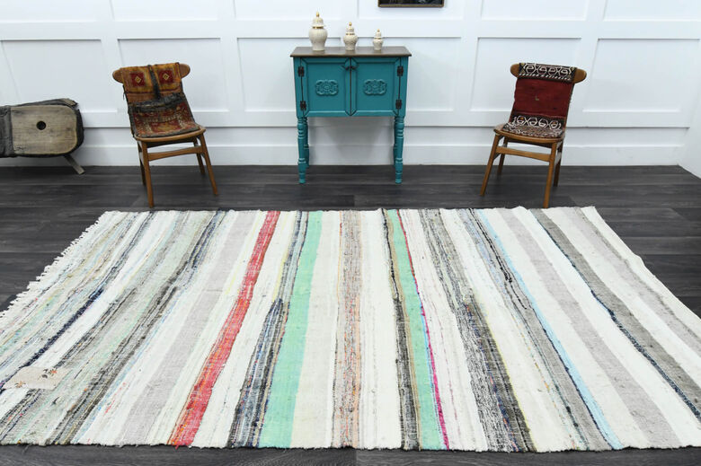 Turkish Vintage Area Kilim Rug