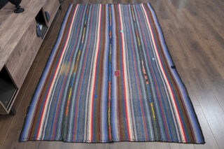 Colorful Flatweave Striped Rug - Thumbnail