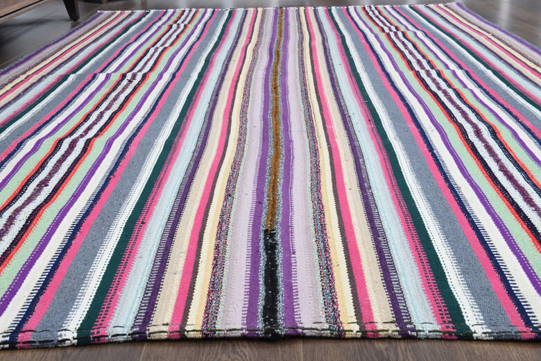 Colorful Flatweave Striped Rug