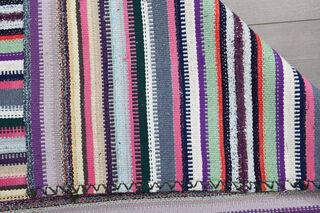 Colorful Flatweave Striped Rug - Thumbnail