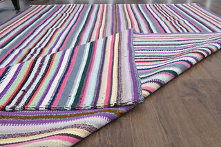 Colorful Flatweave Striped Rug - Thumbnail