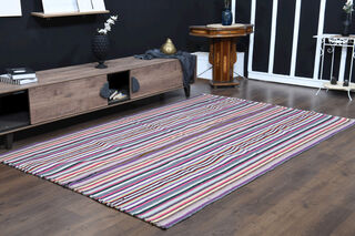 Colorful Flatweave Striped Rug - Thumbnail